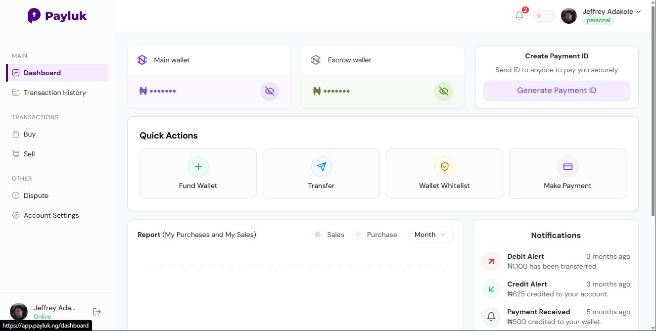 Dashboard — light mode